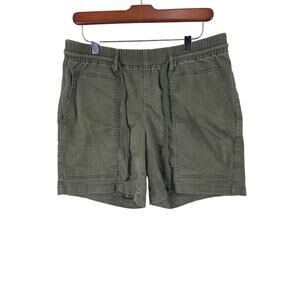 J.Jill Pull On Comfort Shorts S Womens Green Cotton Blend Elastic Waist Pockets